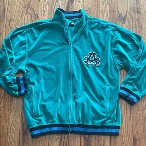 Akademiks Teal and Black Velvet Jacket with Minor Defects xlarge
